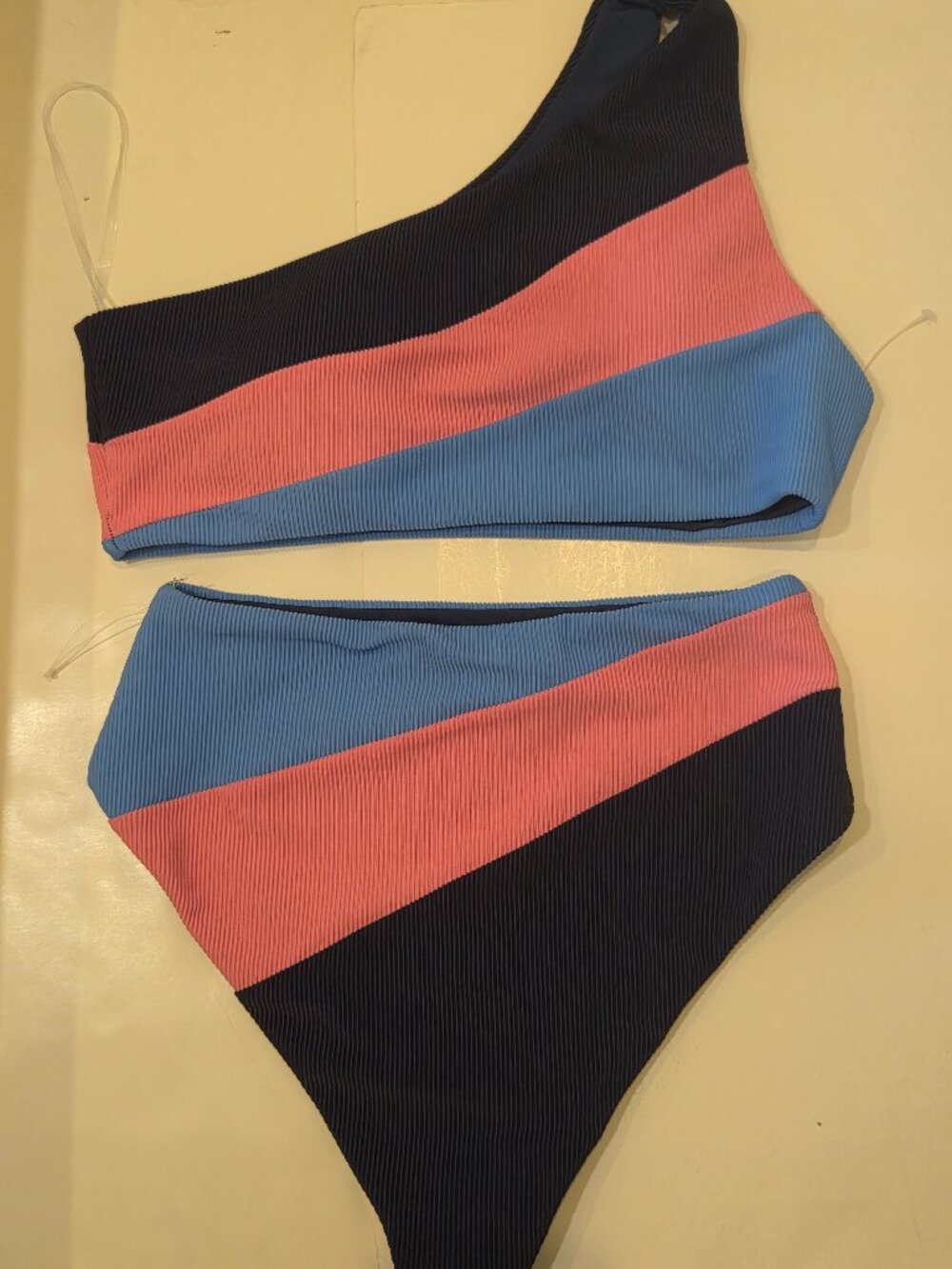 Beach Riot Core Collection color block one-shoulder bikini XS - Picture 2 of 2
